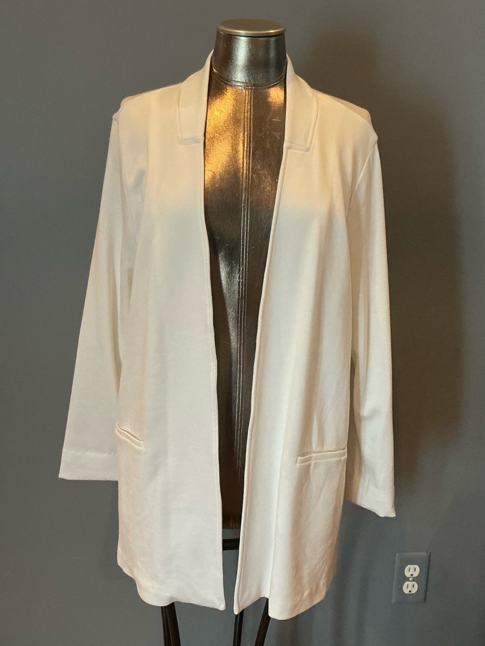 Joan Vass White Open-Front Jacket